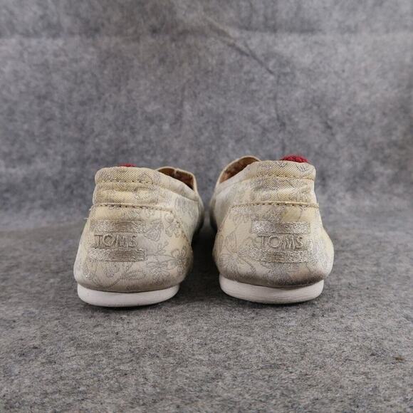 Toms Shoes Womens 6.5 Flats Slip On Casual Floral Jacquard Classics Metallic - Picture 5 of 13
